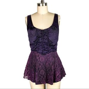 Free People - Dark Purple Runched Top Lace Tunic